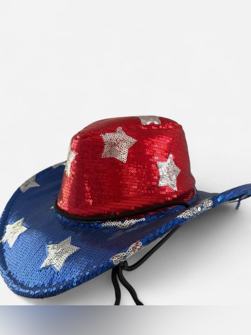 Sequin Star Cowboy Hat - Red & Blue
